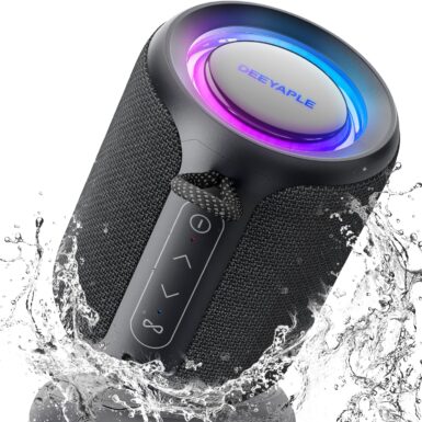 Bluetooth Speaker Wireless,IP67 Waterproof & Dustproof Portable Speaker with Lights,15W Loud Stereo Sound, 2500mAh Battery All Day Playtime, TWS Pairing, BT5.3, Home/Party/Outdoor/Beach (Black)
