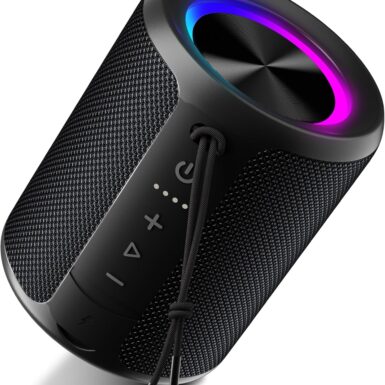 Portable Bluetooth Speaker, IPX7 Waterproof Wireless Speaker with 20W Loud Stereo Sound, 15H Playtime & Beat-Synced RGB Light, Small Outdoor Speaker for Shower, Pool, Beach, Hiking and Gifts